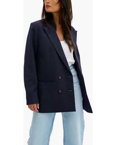 My Essential Wardrobe Tailored Double Breasted Blazer - Blue