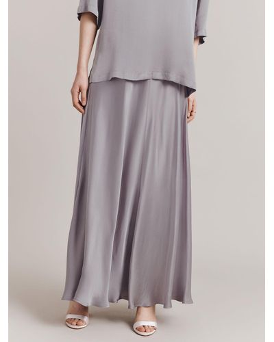Ghost Colette Satin Maxi Skirt - Grey