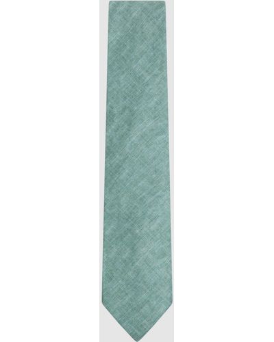 Reiss Vitali Linen Tie - Green