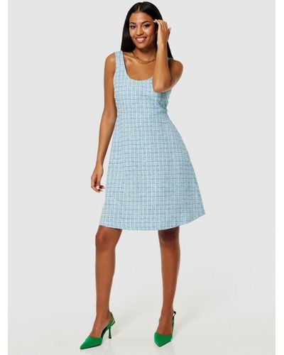 Closet Tweed Pinafore Dress - Blue