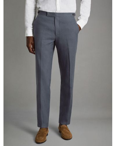 Reiss Kin Linen Slim Fit Mixer Trousers - Grey