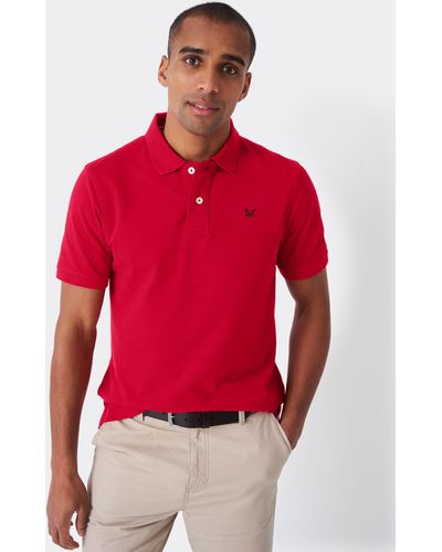Crew Pique Short Sleeve Polo Top - Red