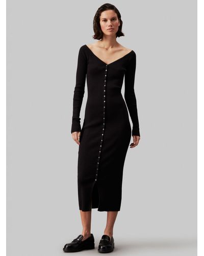Calvin Klein Button Knit Dress - Black
