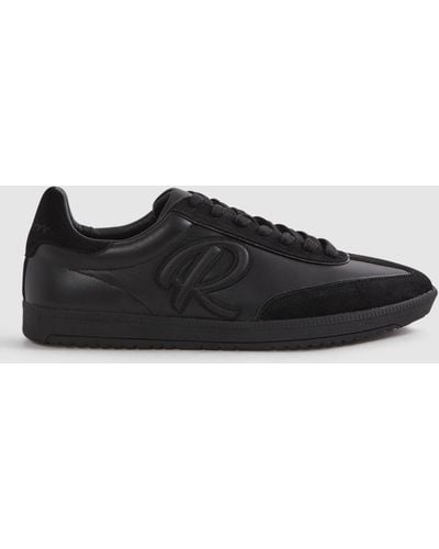 Reiss Alba Logo-embroidered Low-top Leather Trainers - Black