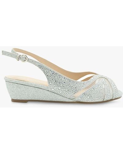 Paradox London Jocelyn Wide Fit Sparkle Wedge Sandals - White