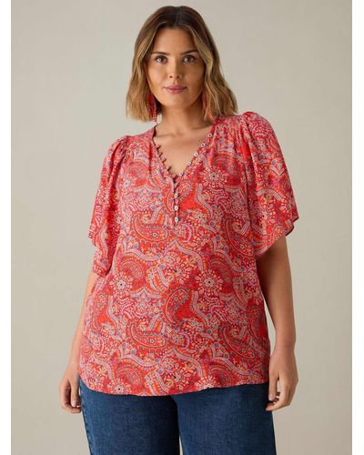 Live Unlimited Paisley Print Top - Red