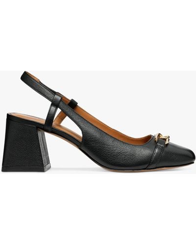 Geox Coronilla Square Toe Leather Slingback Court Shoes - Black