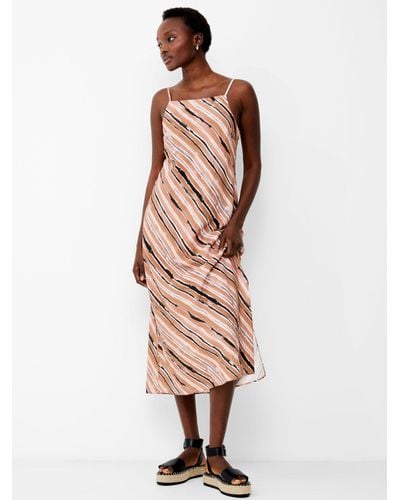 French Connection Gaia Flavia Textured Diagonal Stripe Midi Dress - Pink