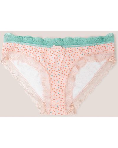 White Stuff Lace Detailing Abstract Knickers - Pink