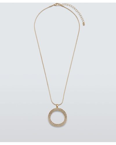John Lewis Diamante Irregular Circle Pendant Necklace - White