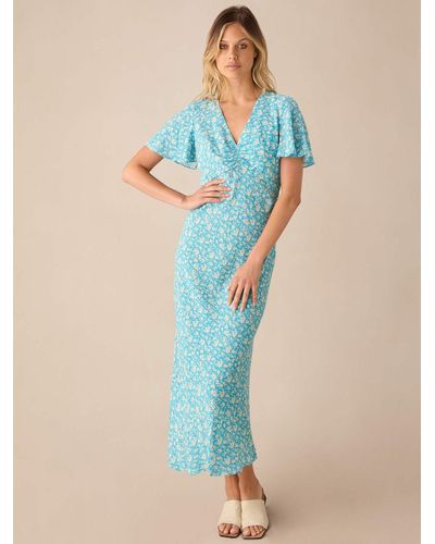 Ro&zo Ditsy Floral Print Maxi Dress - Blue