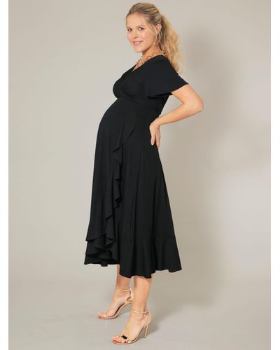 TIFFANY ROSE Waterfall Maternity Midi Dress - Black