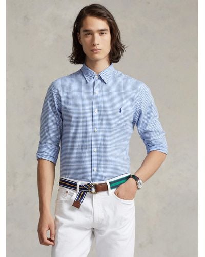 Ralph Lauren Polo Slim Fit Gingham Stretch Poplin Shirt - Blue