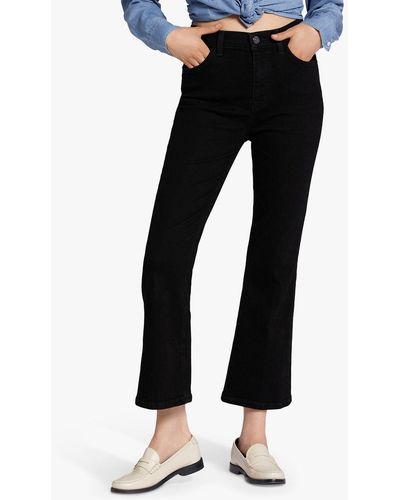 Current/Elliott The Boulevard Mid Rise Crop Bootcut Jeans - Black