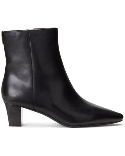 Ralph Lauren Lauren Willa Leather Ankle Boots - Black