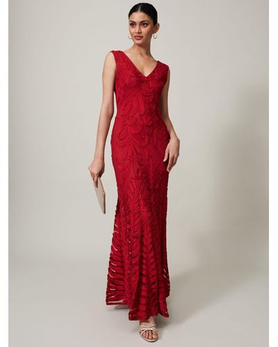 Phase Eight 's Marigold Tapework Maxi Dress - Red