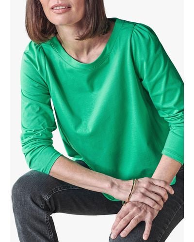 Pure Collection Organic Cotton Puff Sleeve T Shirt - Green