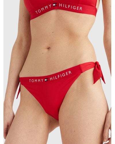 Tommy Hilfiger Cheeky Side Tie Bikini Bottoms - Red