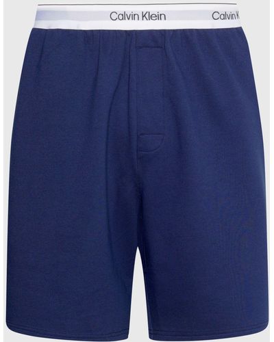 Calvin Klein Slogan Lounge Shorts - Blue