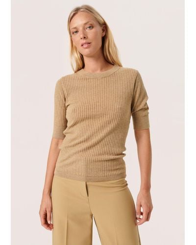 Soaked In Luxury Spina Textured Knit T-shirt - Natural