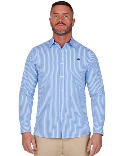 Raging Bull Classic Long Sleeve Stripe Shirt - Blue