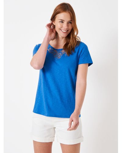 Crew Iona Lace Panel Top Blue