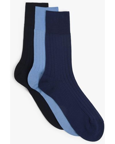 John Lewis Made In Italy Mercerised Cotton Socks - Blue