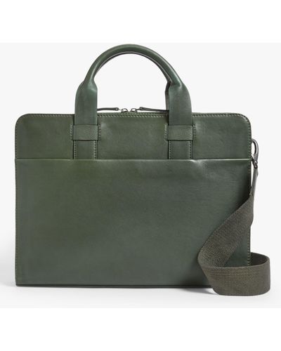 John Lewis Oslo Leather Slim Briefcase - Green