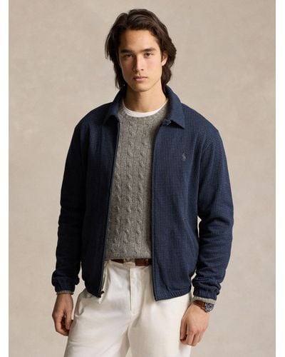 Ralph Lauren Polo Houndstooth Double Knit Jersey Jacket - Blue
