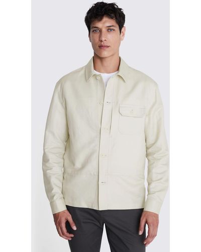 Moss Linen Blend Worker Overshirt - White