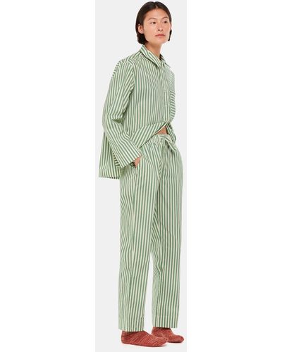 Whistles Cotton Stripe Pyjama Bottoms - Green