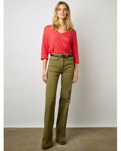 Gerard Darel Lee Linen V-neck Jumper - Red