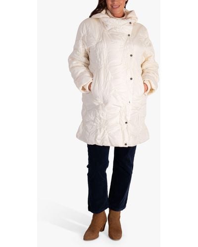 Chesca Quilted Embroidered Coat - Natural