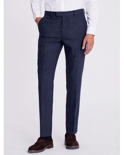 Moss Slim Donegal Suit Trousers - Blue