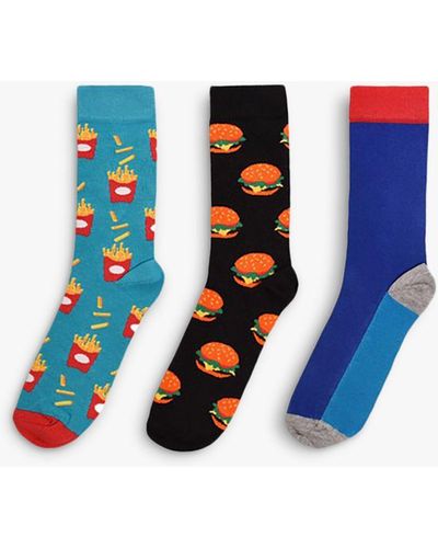 Happy Socks Burgers And Fries Socks - Blue