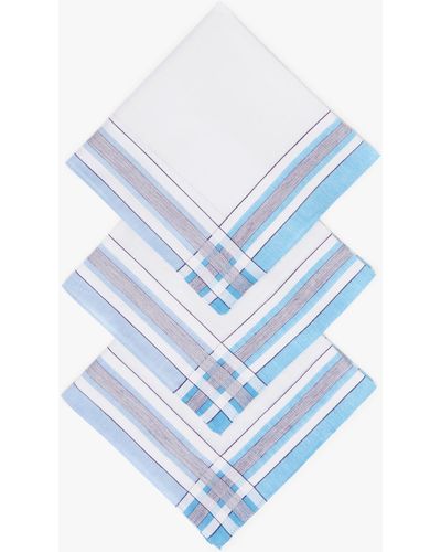 John Lewis Check & Stripe Handkerchiefs - Blue