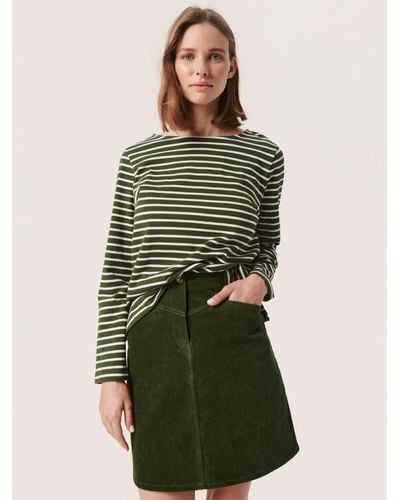 Soaked In Luxury Neo Striped Long Sleeve T-shirt - Green