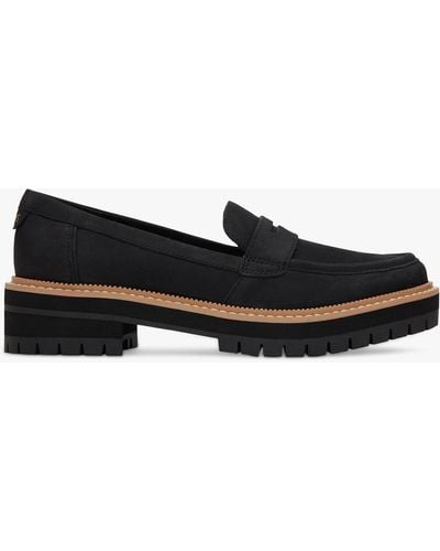 TOMS Cara Lug Sole Leather Loafers - Black