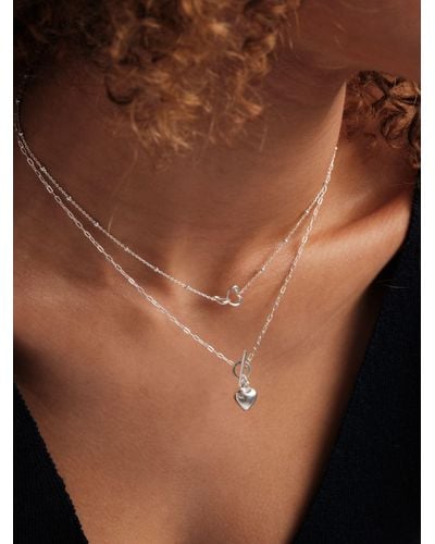 Simply Silver Interlink Heart Necklace - Natural