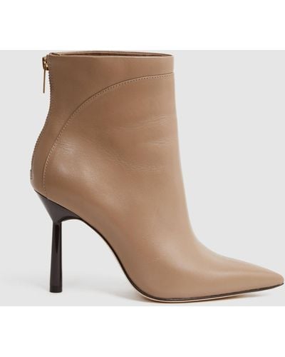 Reiss Lyra Signature Leather Stiletto Ankle Boots - Brown