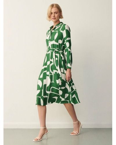 Finery London Vanessa Geometric Print Shirt Dress - Green