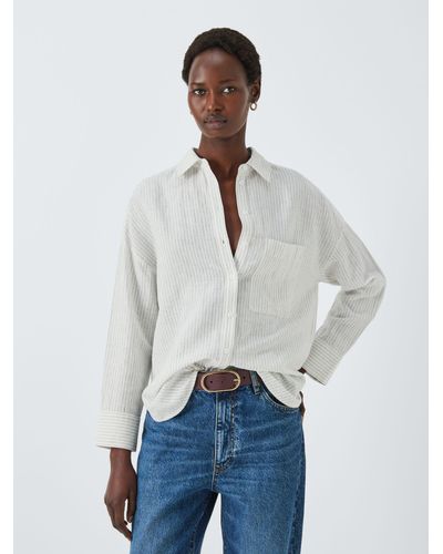 John Lewis Stripe Linen Shirt - White