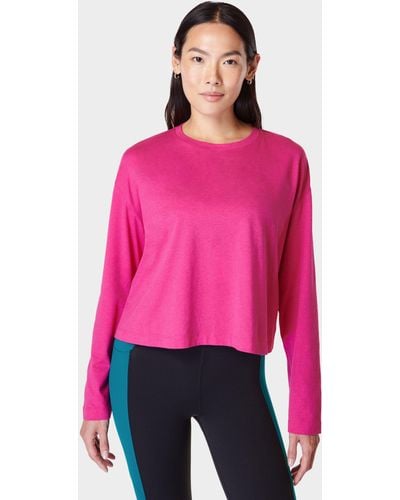 Sweaty Betty Essential Crop Long Sleeve T-shirt - Pink