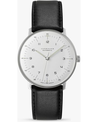 Junghans 27/3500.02 Max Bill Automatic Leather Strap Watch - White