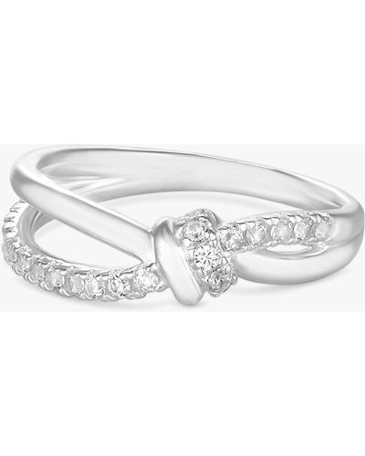 Simply Silver Cubic Zirconia Knot Ring - White