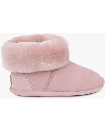 Just Sheepskin Albery Suede Slipper Boots - Pink