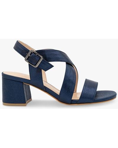 Paradox London Ida Block Heel Shimmer Sandals - Blue