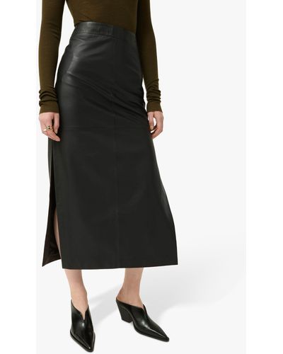 Jigsaw Leather Midi Skirt - Black