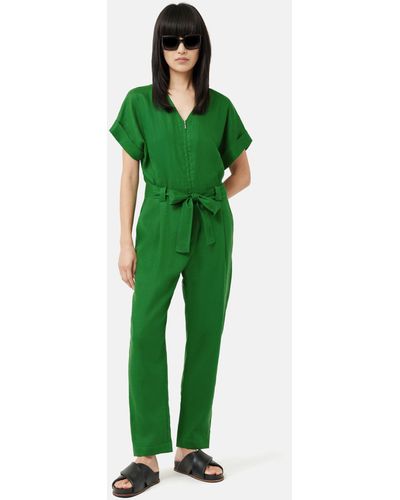 Jigsaw Linen Belted Jumpsuit - Green