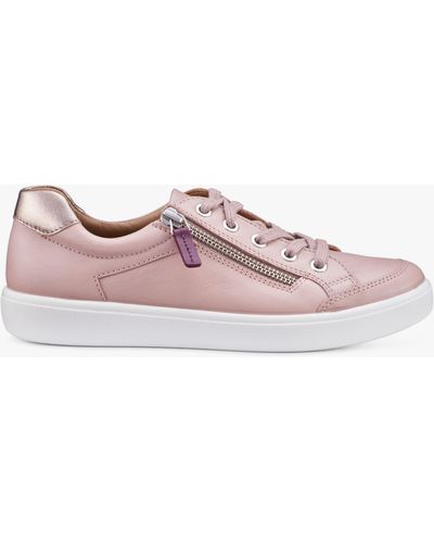 Hotter Chase Ii Leather Zip And Go Trainers - Pink